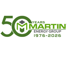 Martin Energy Group 50 Years (1976-2026) logo, M design in the '0'.