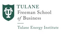Tulane University logo with green shield emblem and text: Tulane Freeman School of Business, Tulane Energy Institute.